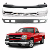 AutoCore Parts Front Bumper Face Bar Chrome + Upper Cover Textured + Lower Valance Textured Gray Compatible with 2002-2006 Chevrolet Silverado 1500 | Direct Replacement | GM1051110 GM1002416 GM1092173