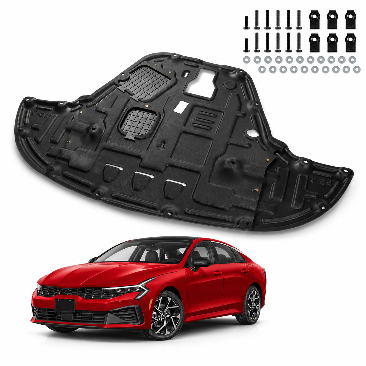 AutoCore Parts Front Engine Splash Shield Case Guard Under Cover with Screw Hardware Compatible with 2021-2025 Kia K5 | Direct Replacement | 29110L3000 | 29110-L3000