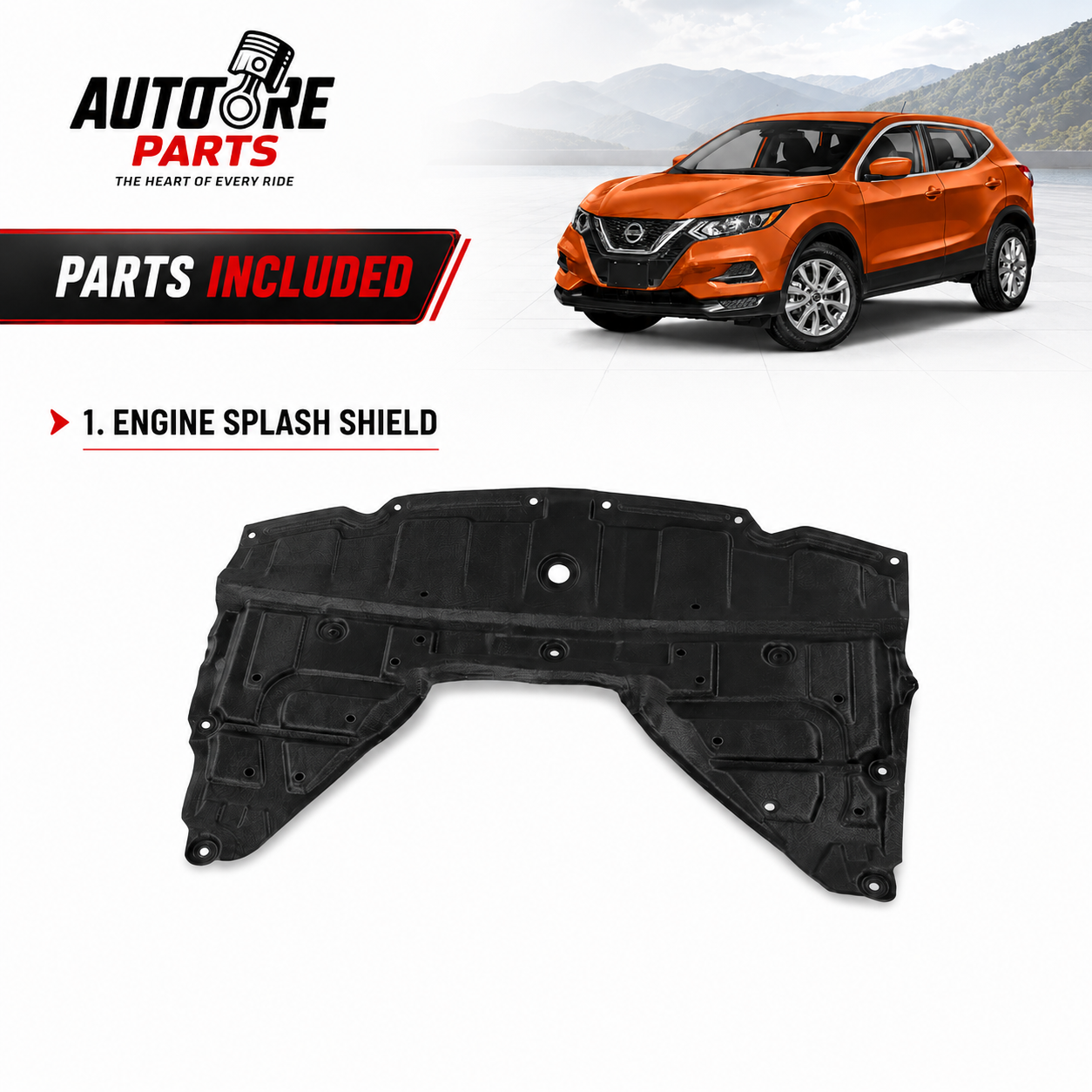 AutoCore Parts Front Engine Splash Shield Under Cover Compatible with 2014-2020 Nissan Rogue | SUV | Direct Replacement | NI1228150 | 758924BA0A