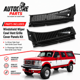 AutoCore Parts Windshield Wiper Cowl Vent Grille Cover Panels Kit Compatible with 1999-2007 F250 F350 Super Duty | 2000-2005 Ford Excursion | Direct Replacement | 3C3Z-25022A68-AAA 4C3Z-25022A69-AAA
