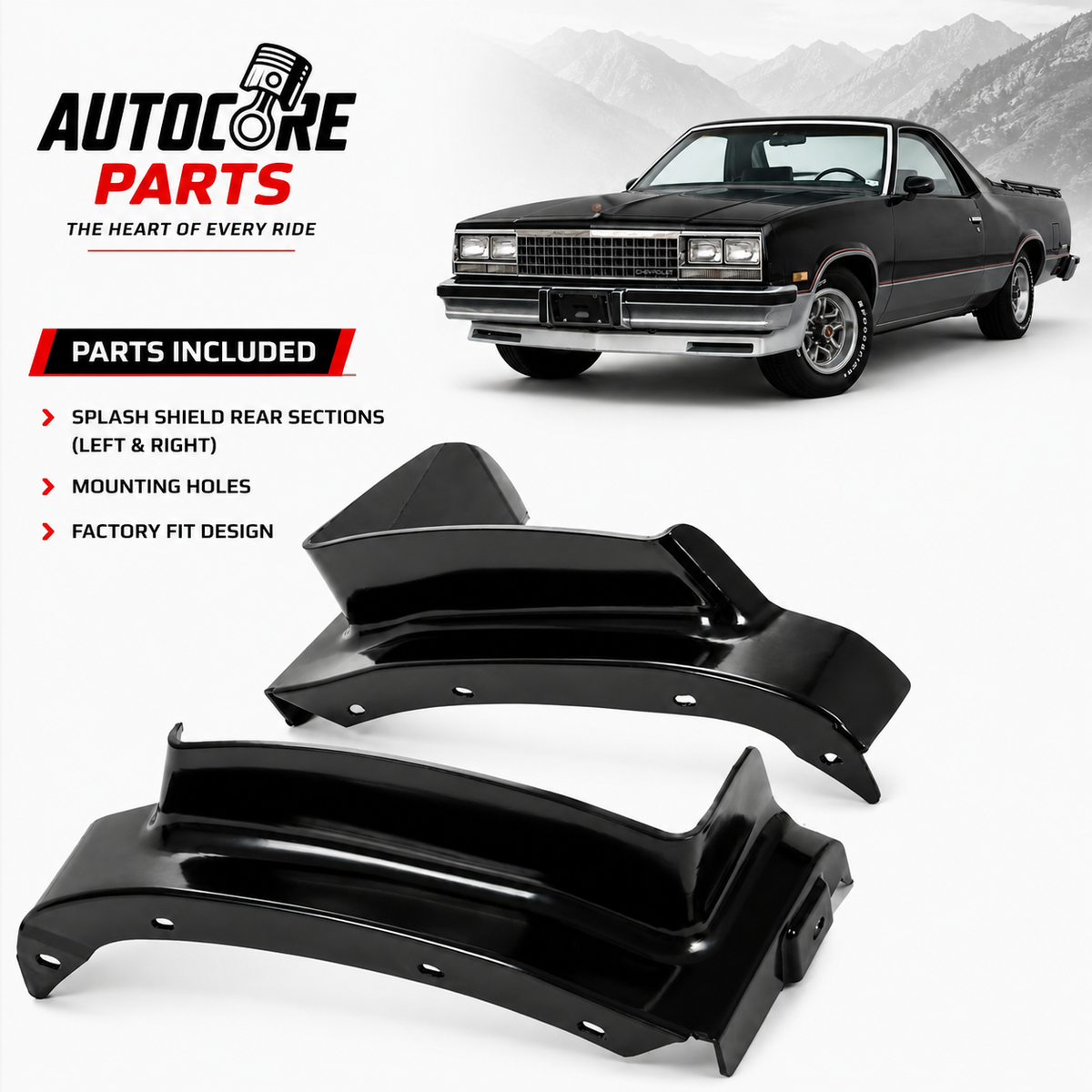 AutoCore Parts Front Bumper Fillers Set kit 2-Piece Compatible with 1978-1987 Chevrolet El Camino | GMC Caballero | Direct Replacement | SMT10943