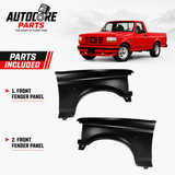 AutoCore Parts Front Fenders Driver and Passenger Side SET Compatible with 1992-1997 Ford F150 F250 F350 Direct Replacement | With Emblem Provision | FO1240138 FO1241136 F2TZ16005A F4TZ16006A
