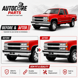 AutoCore Parts Front Bumper Lower Valance Air Deflector Primed With Tow Hook Holes Compatible with 1988-2000 Chevrolet | GMC C|K Series | Direct Replacement | GM1090105 15569430