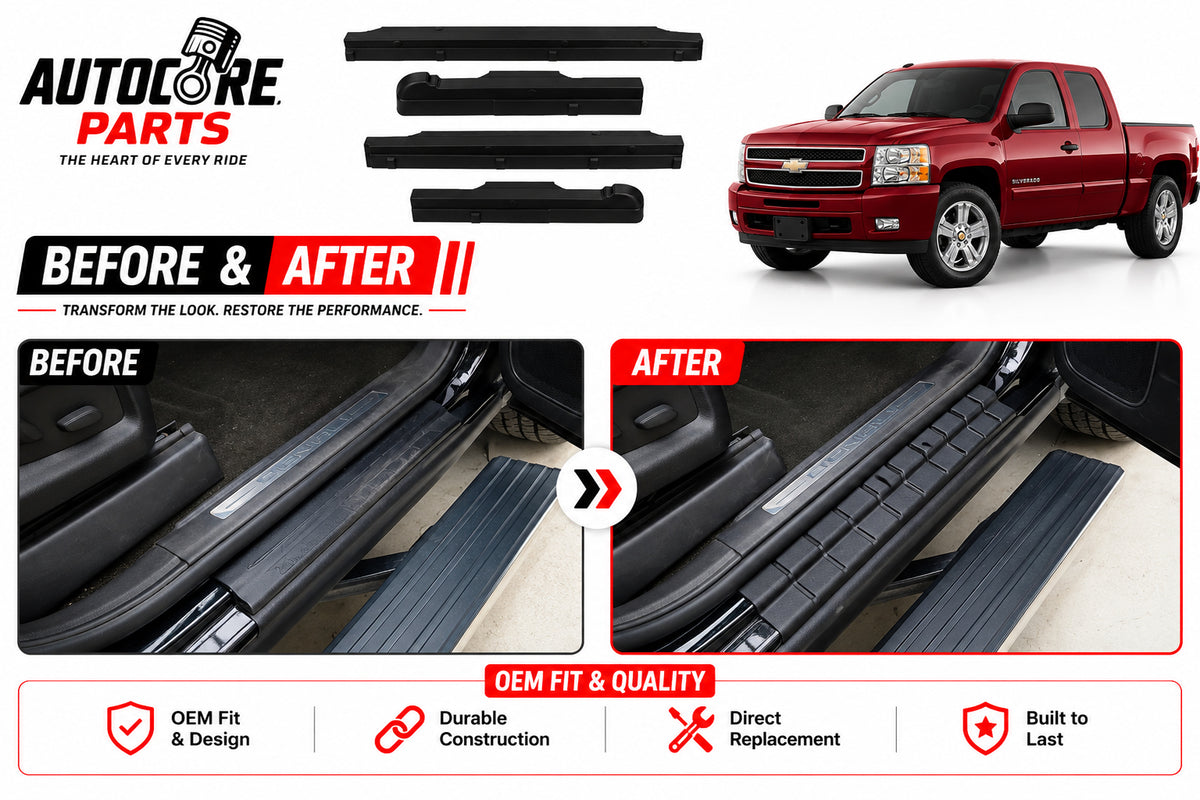 AutoCore Parts Fleetside Bed Rocker Panels Fit for 2007-2014 Compatible with Chevrolet Silverado | GMC Sierra Truck 6.5ft Panel Protector Guard Cover