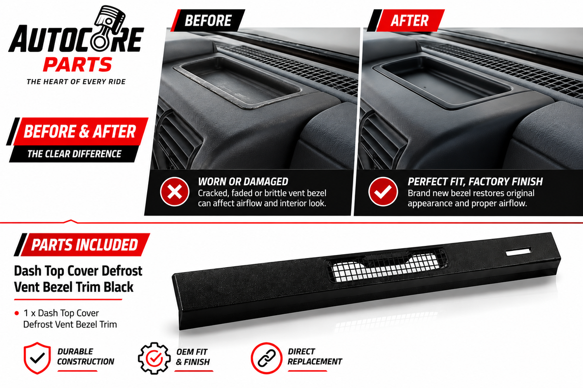 AutoCore Parts Dash Top Cover Defrost Vent Bezel Trim Black Compatible with 1997-2006 Jeep Wrangler TJ | Direct Replacement | 55037036