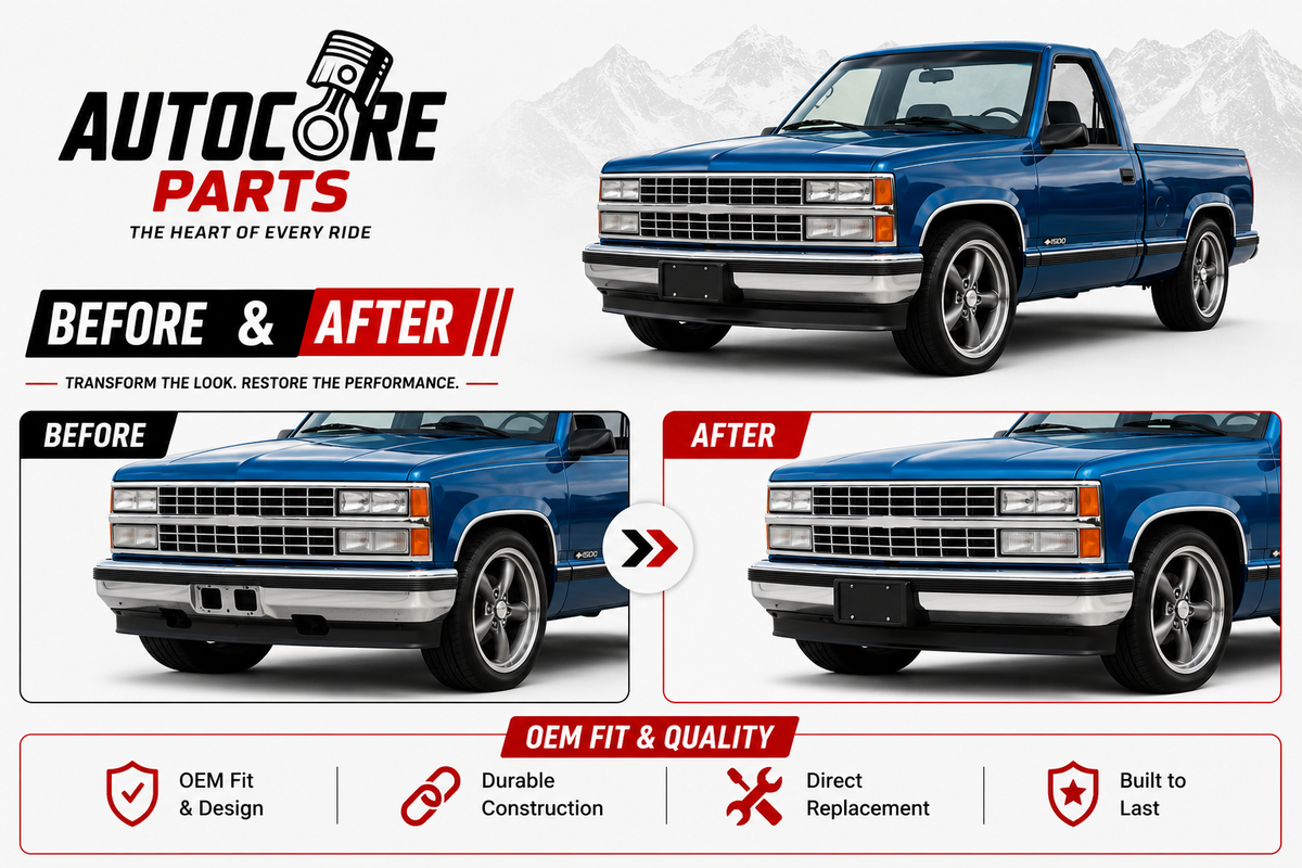 AutoCore Parts Front Bumper Lower Valance Air Deflector Primed Compatible with 1988-2002 Chevrolet | GMC C|K Series | 1992-2000 Yukon | 1995-2000 Tahoe | Direct Replacement | GM1090108 15569428