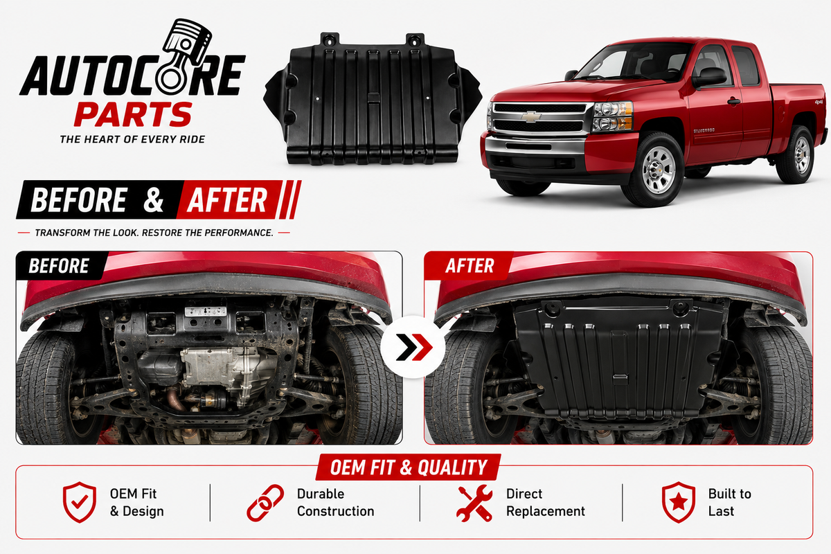 AutoCore Parts Front Engine Splash Shield Under Cover Compatible with 2007-2013 Chevrolet Silverado 1500 | Direct Replacement | GM1228139 22781371
