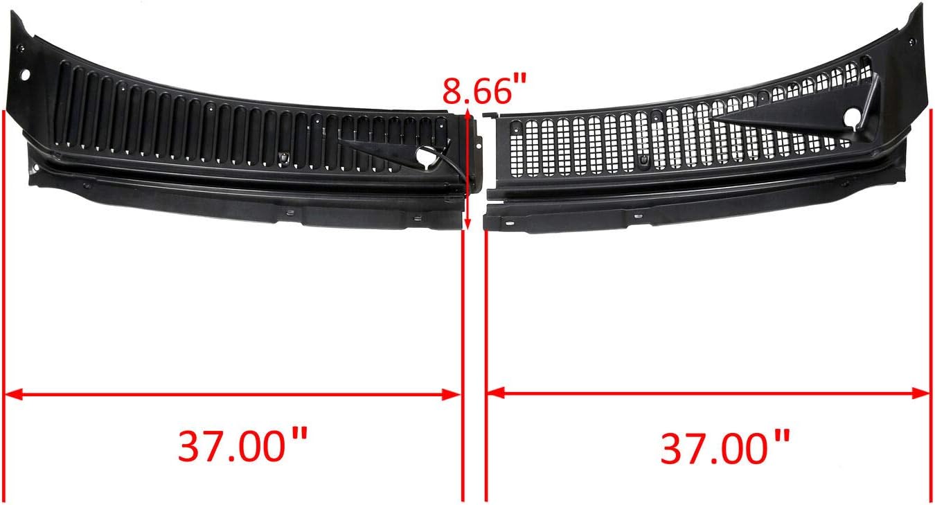 AutoCore Parts Windshield Wiper Cowl Vent Grille Cover Panels Kit Compatible with 1999-2007 F250 F350 Super Duty | 2000-2005 Ford Excursion | Direct Replacement | 3C3Z-25022A68-AAA 4C3Z-25022A69-AAA