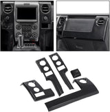 AutoCore Parts Center Console Dashboard Panel Cover Trim Bezels Compatible with 2009-2014 Ford F150 | Direct Replacement | Polished Black Carbon Fiber