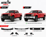AutoCore Parts Front Bumper Chrome + Upper Cover + Lower Valance Textured + Bracket Set 2003-2006 Chevrolet Silverado 2500HD 3500 | Direct Replacement | GM1002416 GM1051109 GM1092205 GM1061101