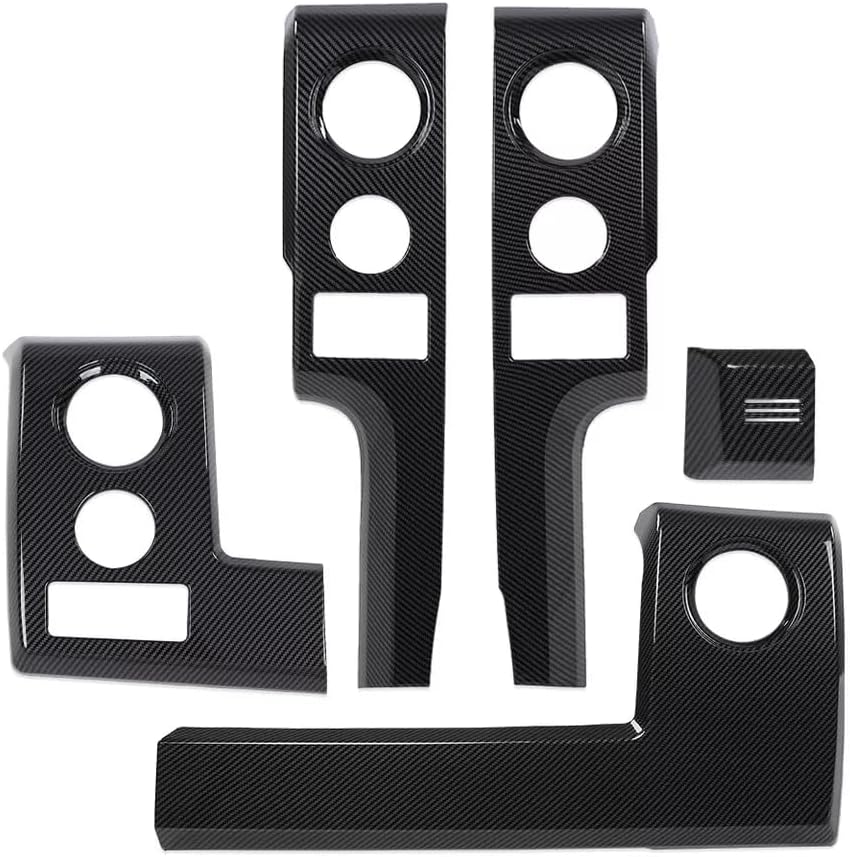 AutoCore Parts Center Console Dashboard Panel Cover Trim Bezels Compatible with 2009-2014 Ford F150 | Direct Replacement | Polished Black Carbon Fiber