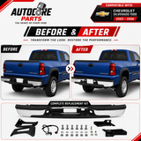 AutoCore Parts - Rear Step Bumper Chrome Steel Assembly Direct Replacement Compatible With 1999-2006 Chevrolet Silverado | GMC Sierra 2500HD 3500 | 12473000 GM1103129