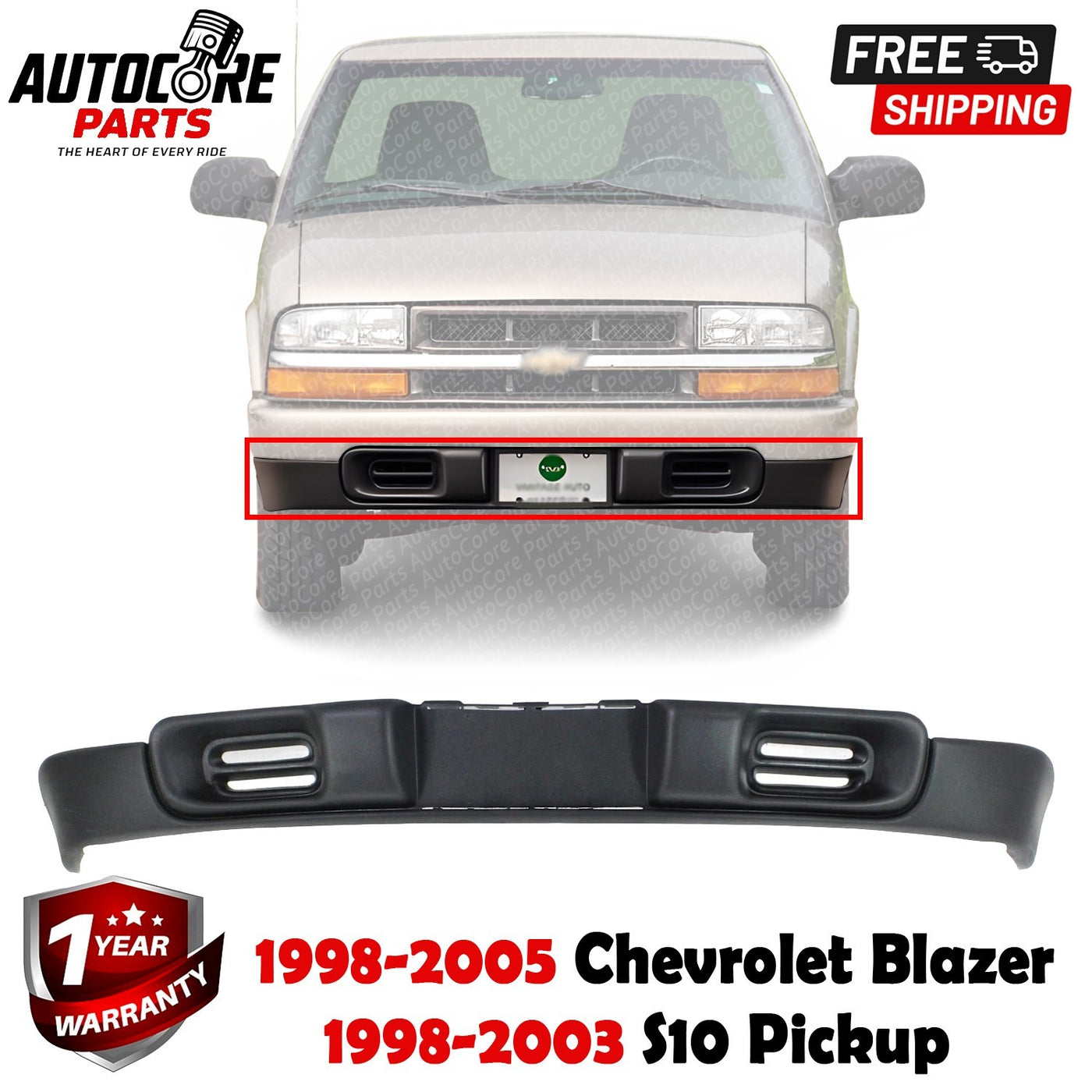 Front Bumper Lower Valance For 1998-2005 Chevrolet Blazer | 1998-2003 S10 Pickup